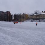 Luistelua Parkin kentällä.