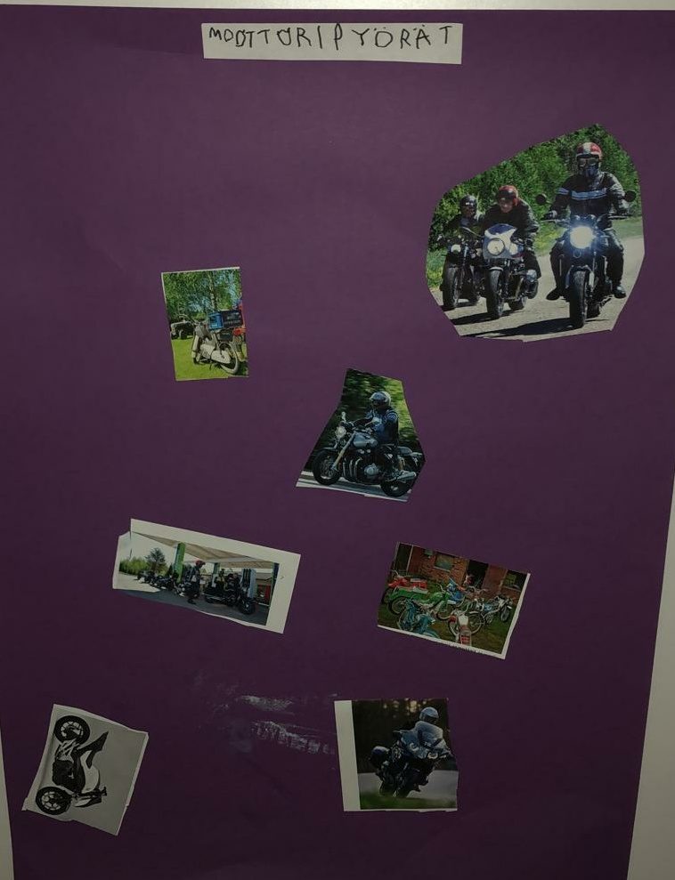 lehdestä leikattiin moottoripyörän kuvia