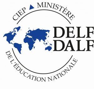 Ranskan kielitutkinnon DELF/DALF virallinen logo ja linkki Ranskan instituutin sivuille