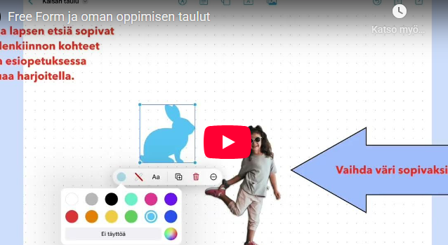 Freeform ääretön valkotaulu oppimisen tukena